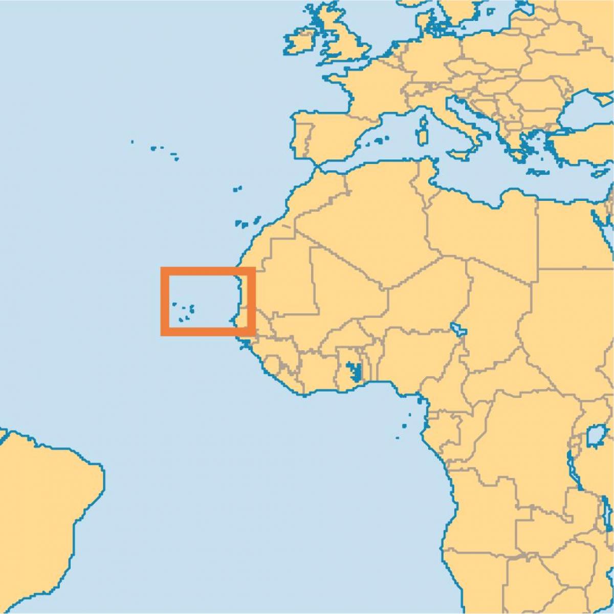 kuonyesha Cape Verde kwenye ramani ya dunia